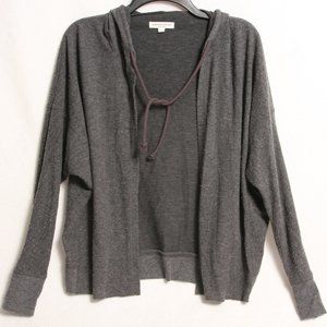 Grayson Threads grey low shoulder hooded cardigan